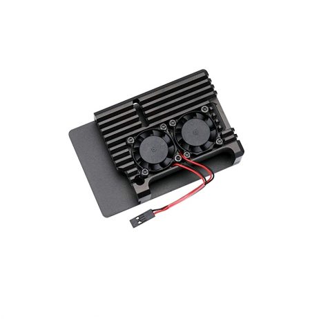 Aluminum Heat Sink Case With Double Fans For Raspberry Pi 4B - Black