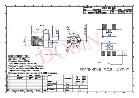 F Connector Jack Straight Bulkhead And Plate Edge Mount For Pcb - Image 7