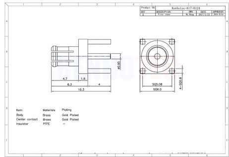 Mcx Coaxial Connector Male Straight Through Hole Pcb Mount - Image 3