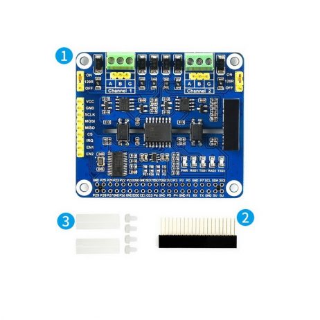 Waveshare 2-Channel Isolated Rs485 Expansion Hat For Raspberry Pi