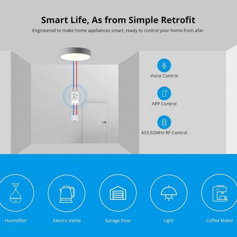 Sonoff Rfr2 Smart Home Wifi Mobile Remote Control Siri/Alexa/Google Voice Control On/Off Switch 10A 433Mhz Version - Image 2