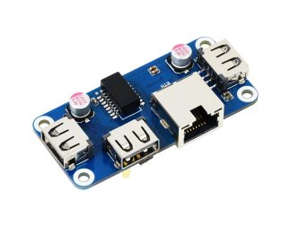 Waveshare Ethernet / USB HUB HAT (B) for Raspberry Pi Series, 1x RJ45, 3x USB 2.0