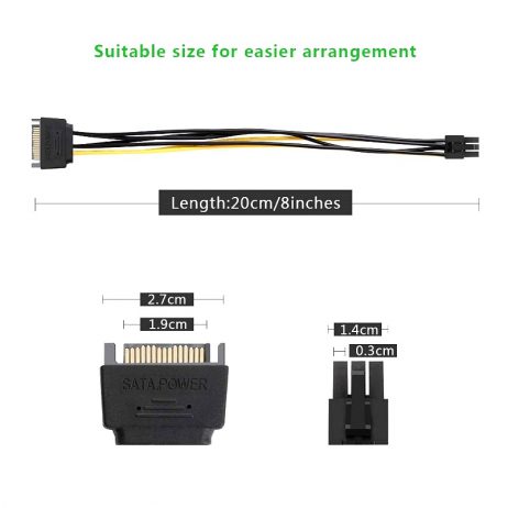 Generic Dual Sata 15Pin To 6Pin Graphics Card Power Cable 2