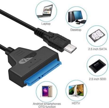Sata (7+15) Pin To Type-C External Hard Disk Data Cable - Image 3