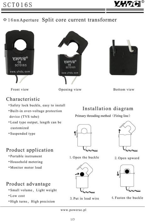 Yhdc Sct016S 200A:100Ma Split Core Current Transformer - Image 3