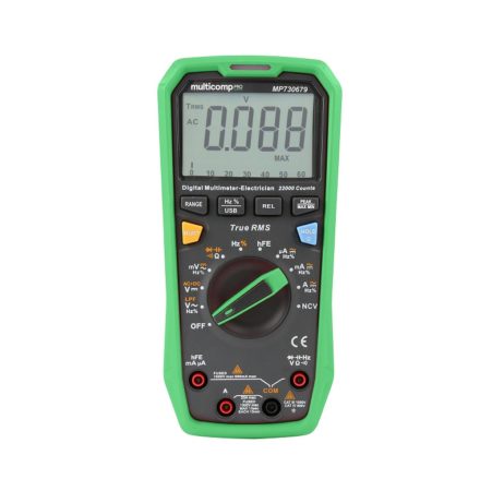 Multicomp Pro Mp730679 Handheld Digital Multimeter, 1000V@20A Ac/Dc, 220Mr, 220Mf, 220Mhz, True Rms, Ncv, Diode, Hfe, Lpf