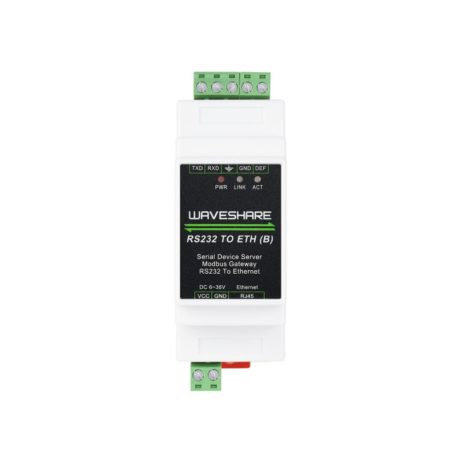 Waveshare Industrial Serial Server Rs232 To Rj45 Ethernet Tcp/Ip To Serial, Rail-Mount Support