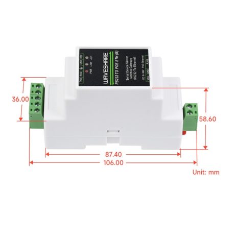 Waveshare Industrial Serial Server, Rs232 To Rj45 Ethernet Module