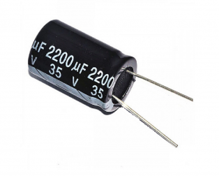 2200uF/35V – Electrolytic Capacitor, ± 20%, Radial Leaded, 2000 hours @ 105°C, Polar