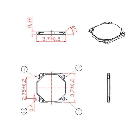 Tact Switch-Tk-037-3.7*3.7*0.35H/0.38H