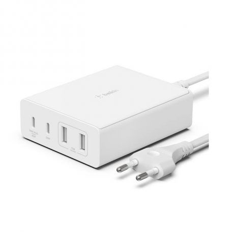 Belkin 108W Gan 4 Port (2 Usb-A And 2 Usb-C Pd 3.0) Fast Charger With Pps Technology - White