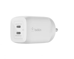 Belkin 65W GaN Dual Type C PD 3.0 Fast Charger with Pps Technology - White